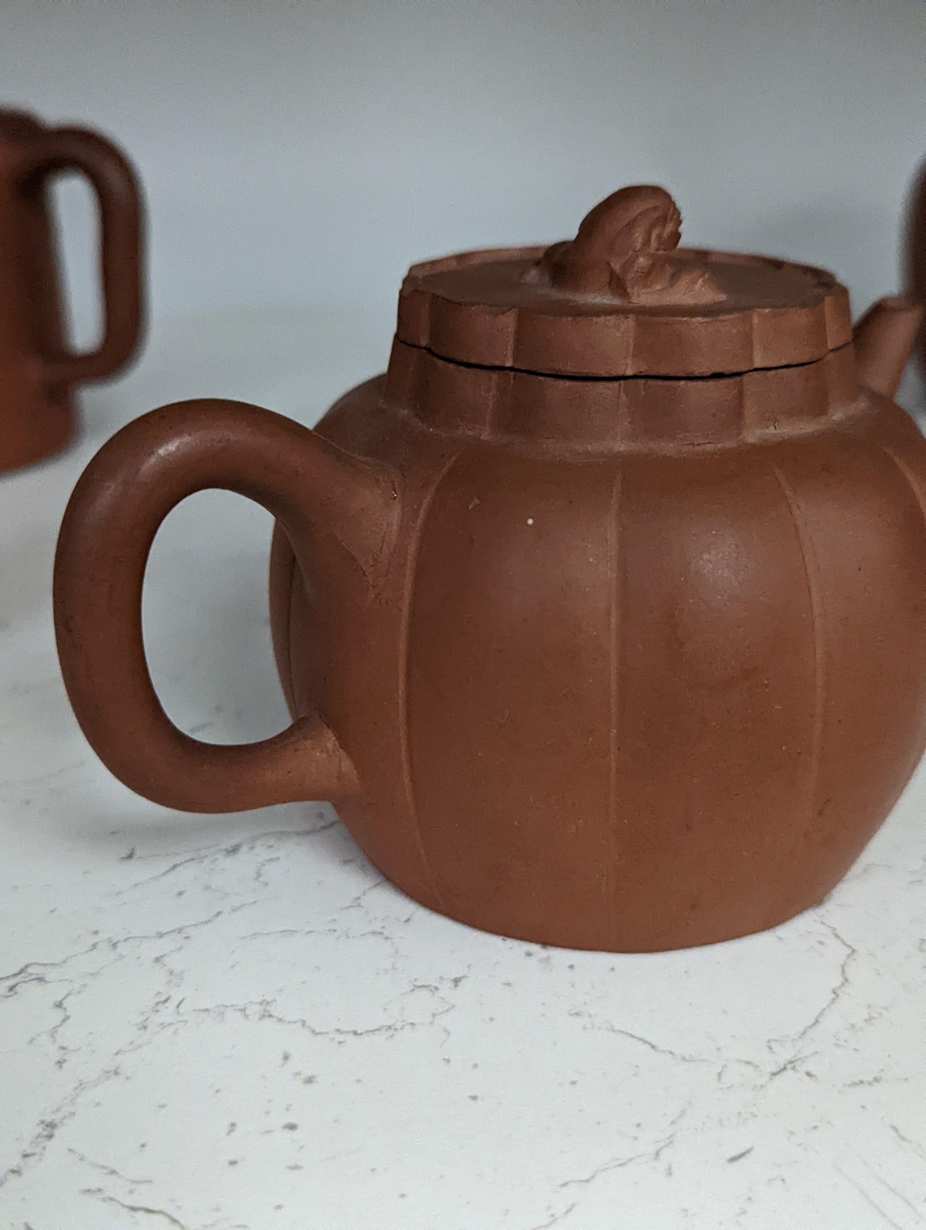 Six Chinese Yixing teapots, tallest 11cm